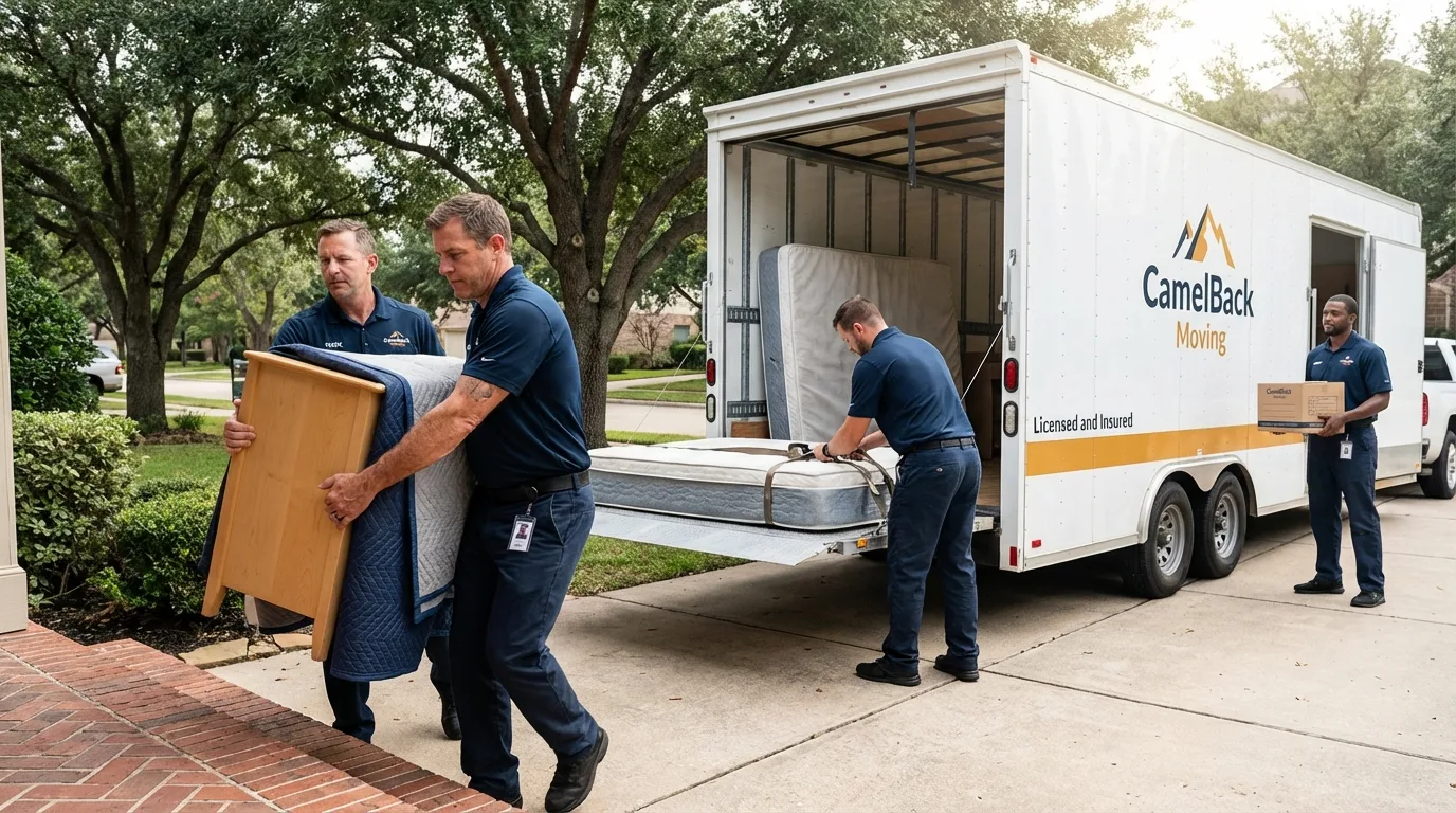 Crew loading residential truck for cross-state move from Masontown, PA