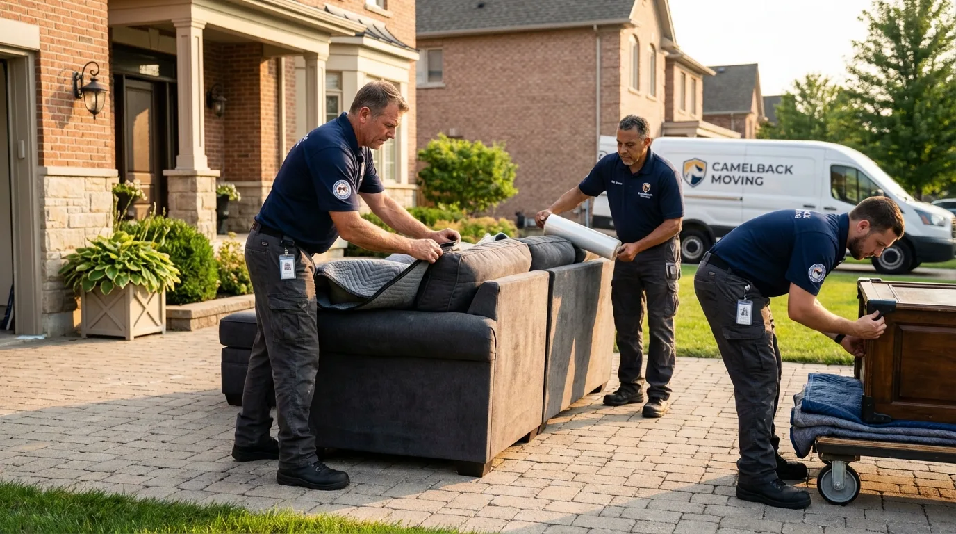 Large estate moving crew wrapping furniture in Masontown, PA